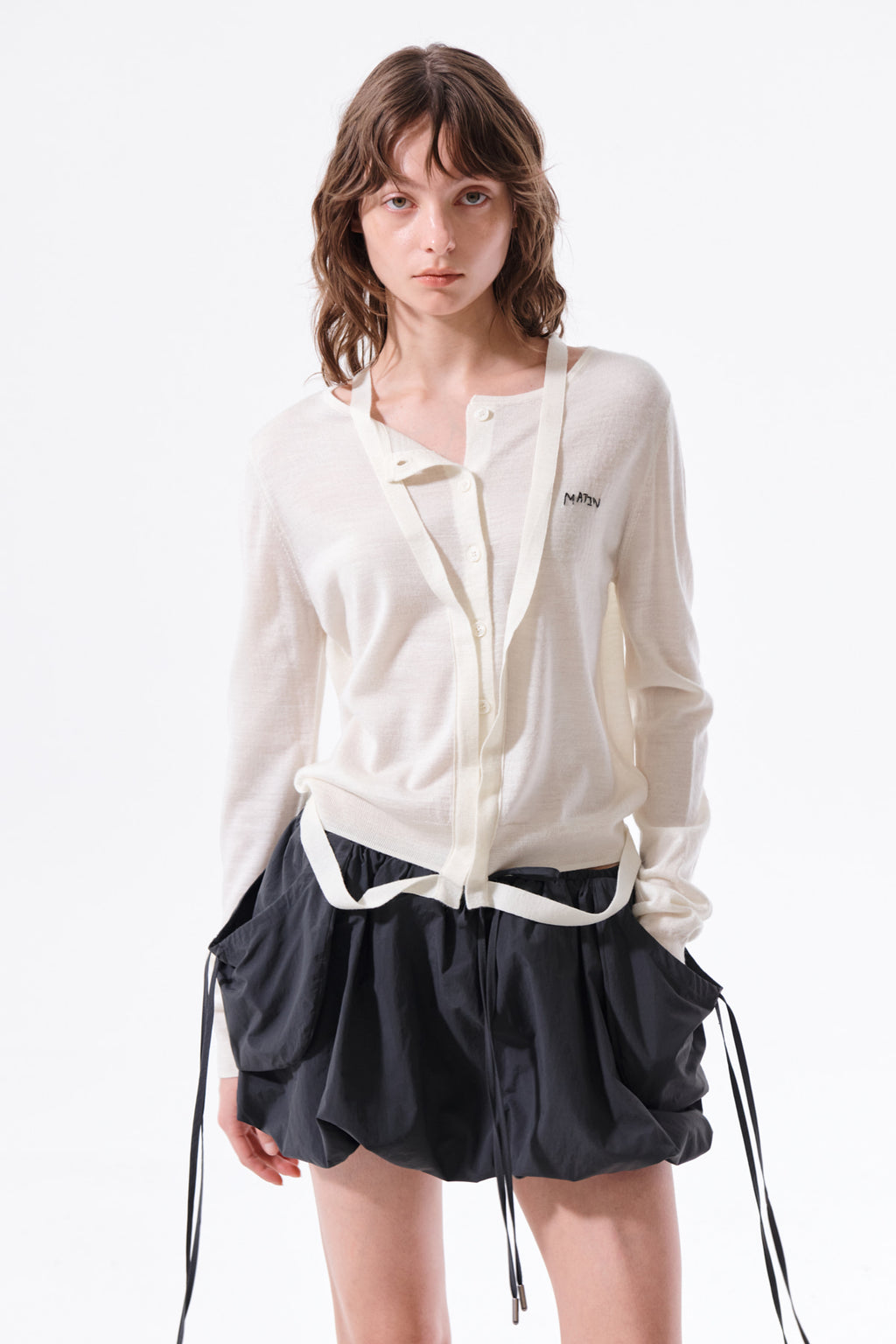 Matin Kim - Strap Detail Ballon Skirt (Charcoal) product image 11 | TRAB K-Fashion Australia