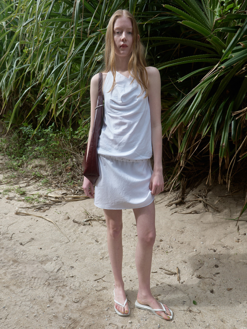 Kijun - Cowl Mini Dress (Off-White) product image 2 | TRAB K-Fashion Australia