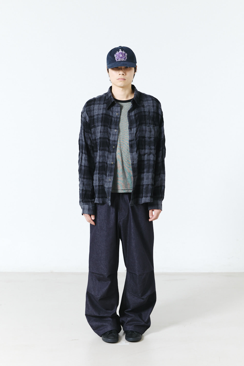 Hatchingroom - Crop Shirt Gauze Wool Check (Charcoal) product image 9 | TRAB K-Fashion Australia