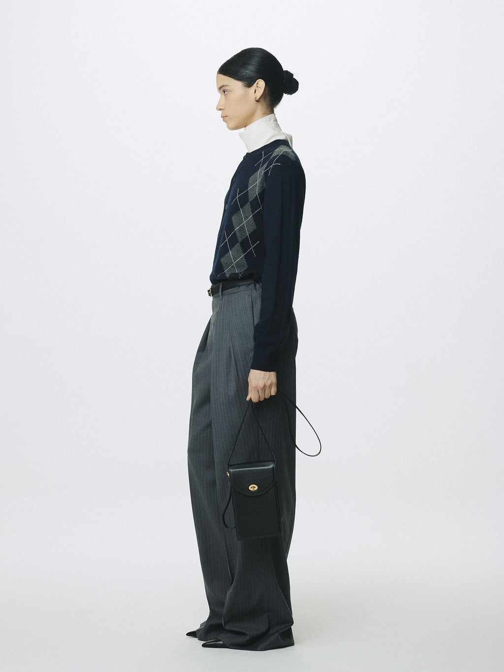 Tonywack - Merino Wool Argyle Cardigan (Navy/Grey) product image 2 | TRAB K-Fashion Australia