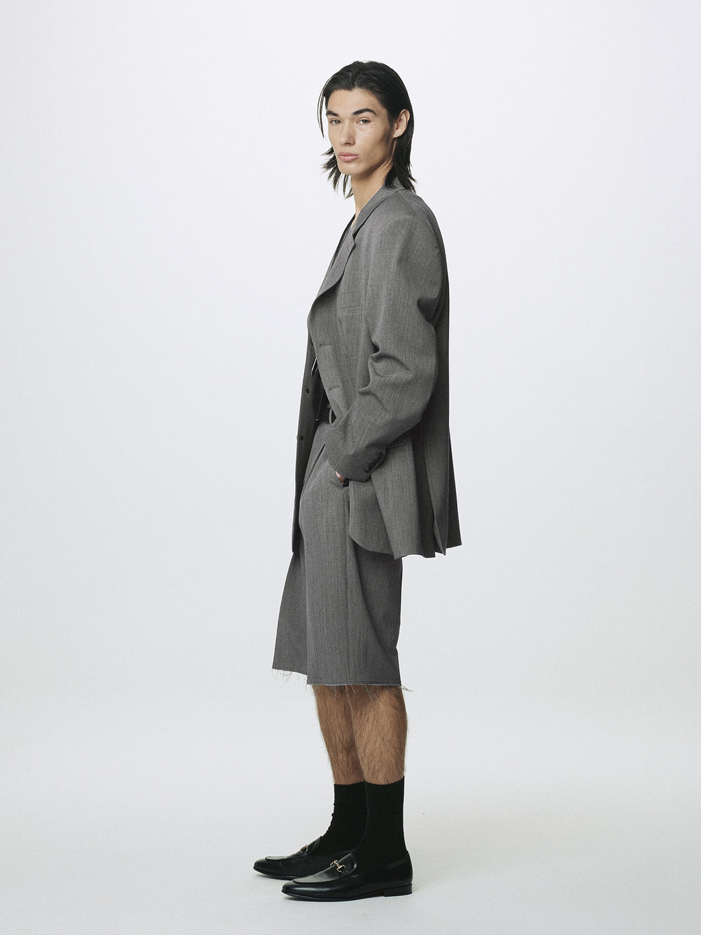 Tonywack - Melange Wool Oversized Tailored Jacket (Melange Grey) product image 2 | TRAB K-Fashion Australia