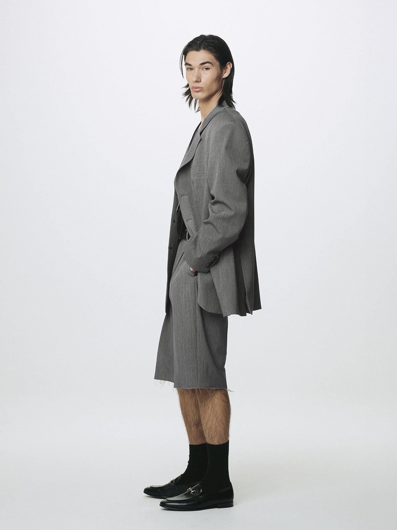 Tonywack - Melange Wool Oversized Tailored Jacket (Melange Grey) product image 2 | TRAB K-Fashion Australia