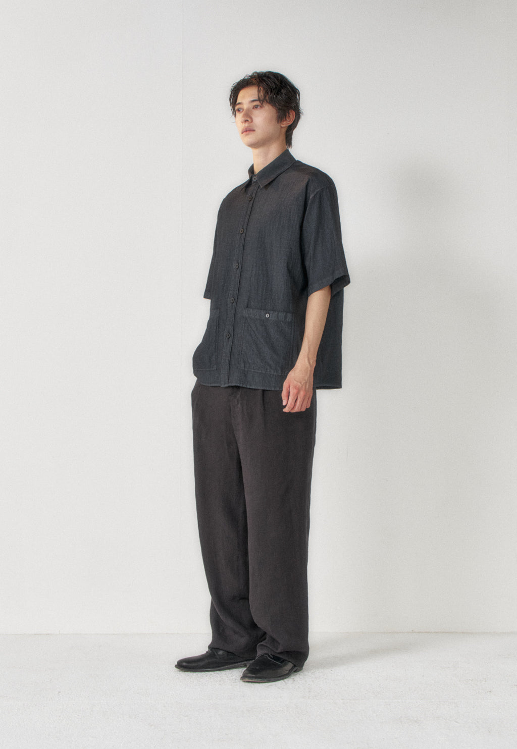 Art if acts - Garment Dyed Two Pocket Half Shirt (Faded Black) product image 2 | TRAB K-Fashion Australia