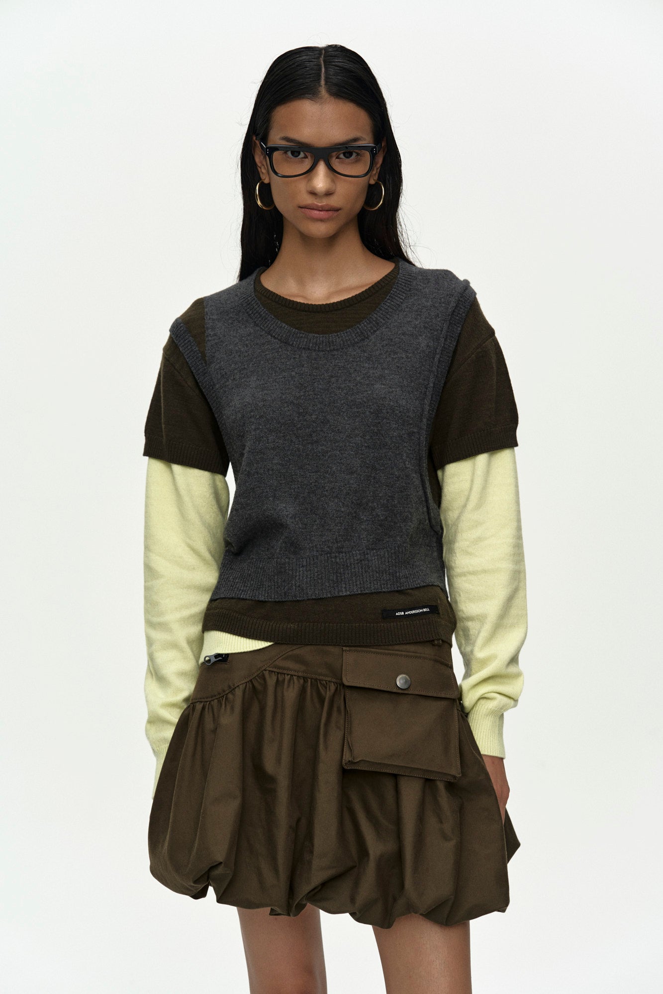 Andersson Bell - Tres Over Layered Sweater (Green) product image 9 | TRAB K-Fashion Australia