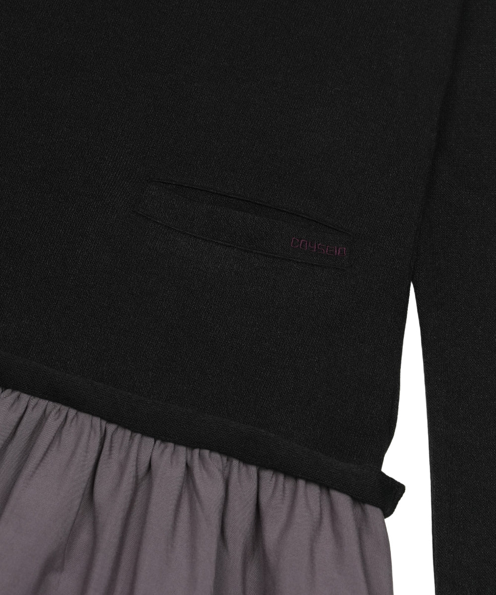 Coyseio - Layered Shirt Cardigan Shirring Dress (Black) product image 13 | TRAB K-Fashion Australia