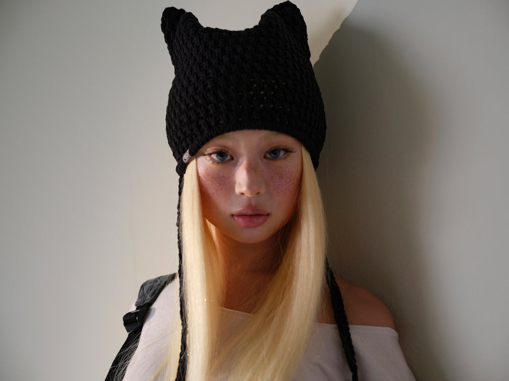 Coyseio - Coyseio X Blythe Cat Twine Beanie (Black) product image 5 | TRAB K-Fashion Australia