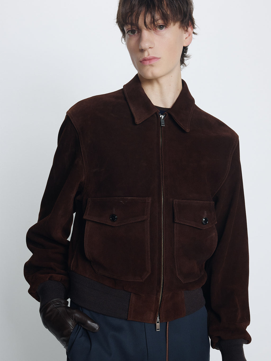 Tonywack - Split Suede Patch Pocket Blouson (Deep Brown) product image 4 | TRAB K-Fashion Australia