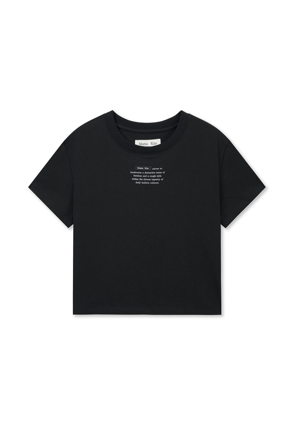 Matin Kim - Label Point Lettering Crop Top (Black) product image 1 | TRAB K-Fashion Australia