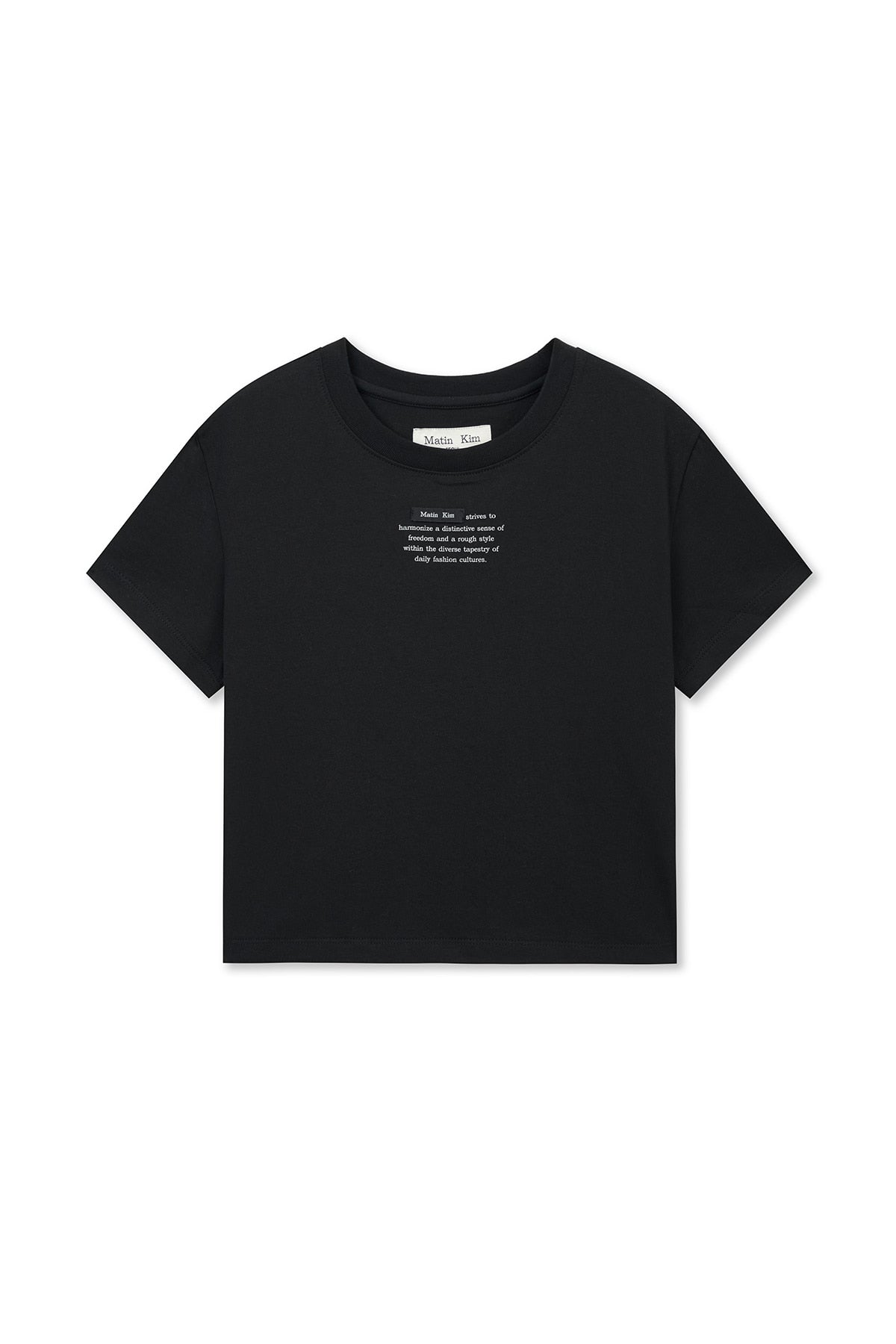 Matin Kim - Label Point Lettering Crop Top (Black) product image 1 | TRAB K-Fashion Australia