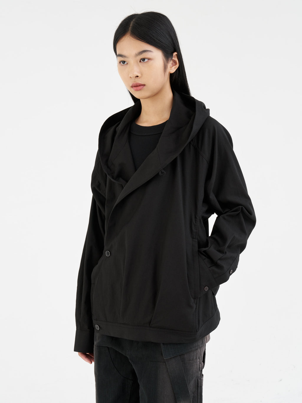 Jiyong Kim - Draped Wrap Hood Jacket (Black) product image 6 | TRAB K-Fashion Australia