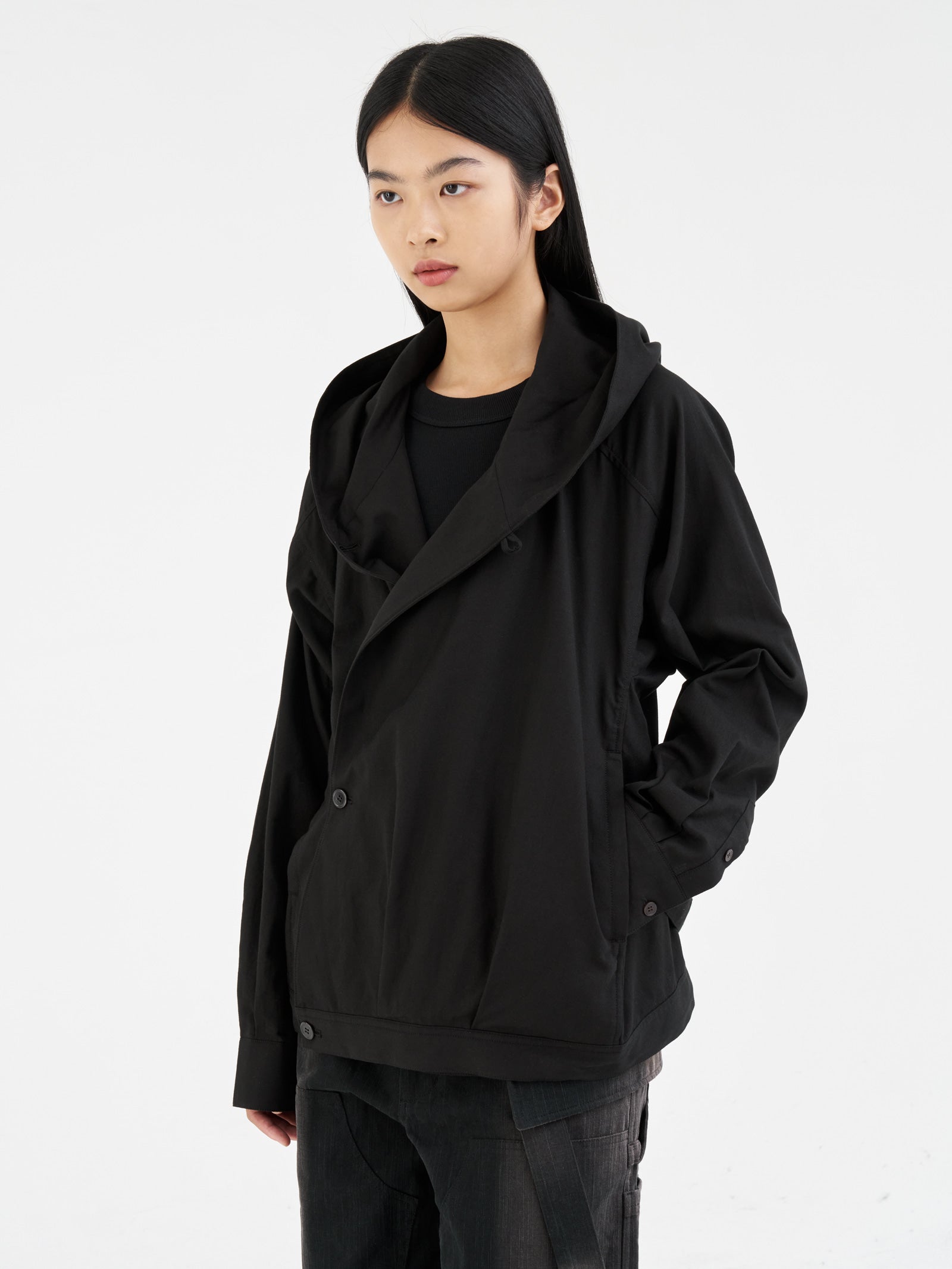 Jiyong Kim - Draped Wrap Hood Jacket (Black) product image 6 | TRAB K-Fashion Australia
