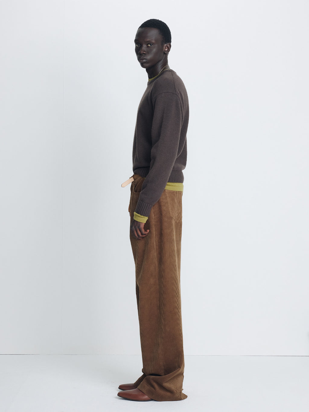 Tonywack - Wool And Cashmere Layered Knit (Brown/Olive) product image 3 | TRAB K-Fashion Australia