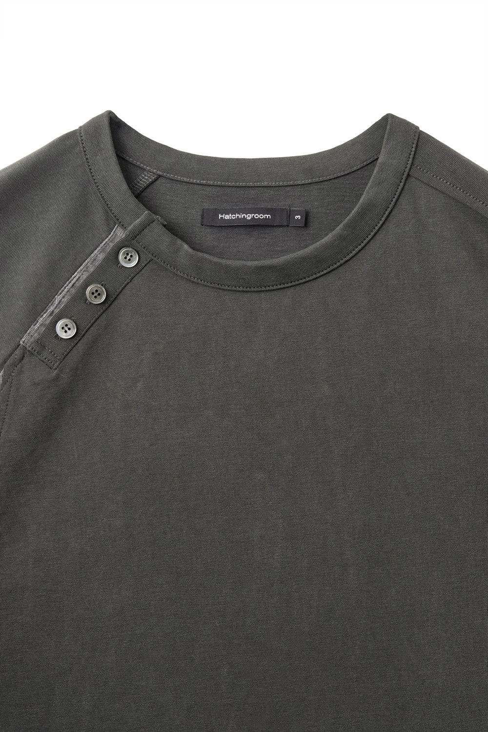Hatchingroom - Curved Henley Neck Tee (Charcoal) product image 3 | TRAB K-Fashion Australia
