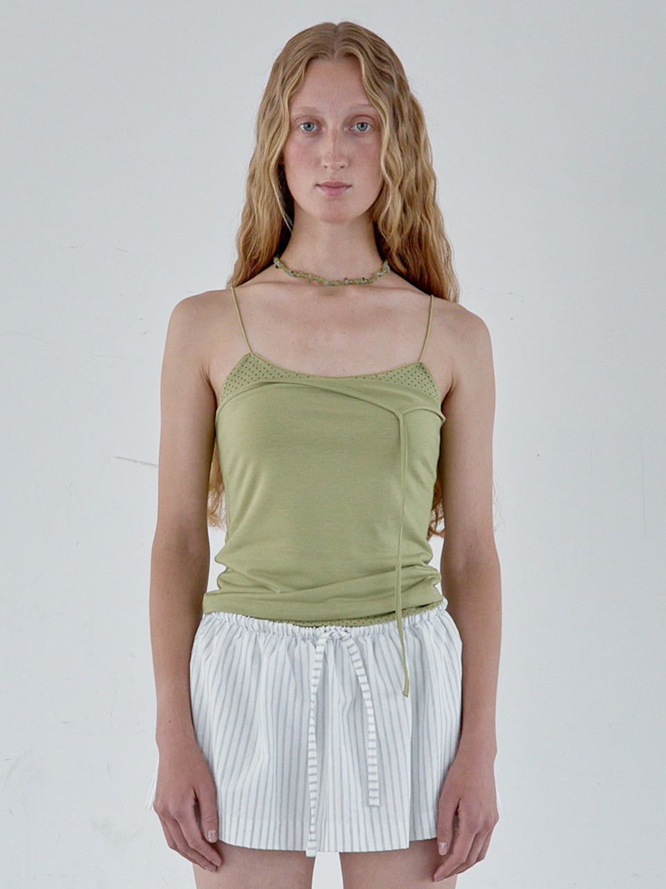 Kijun - [Ships 29 June] Polka Dot Layered Tank Top (Olive Green) product image 6 | TRAB K-Fashion Australia