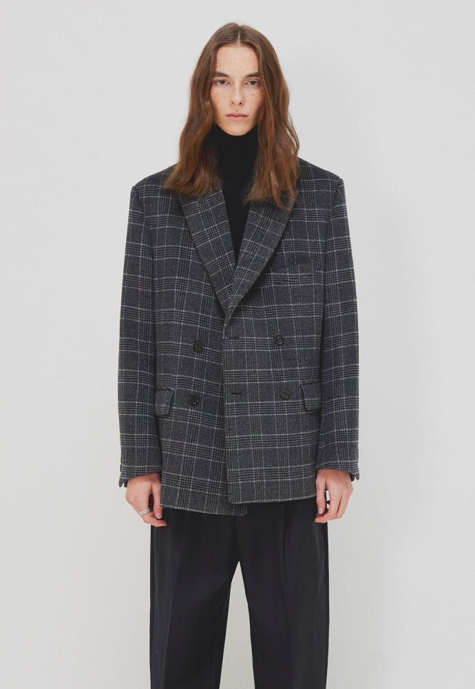 Tonywack - Rave Double Blazer (Grey Check (Australia Wool Winter Fabric)) product image 4 | TRAB K-Fashion Australia