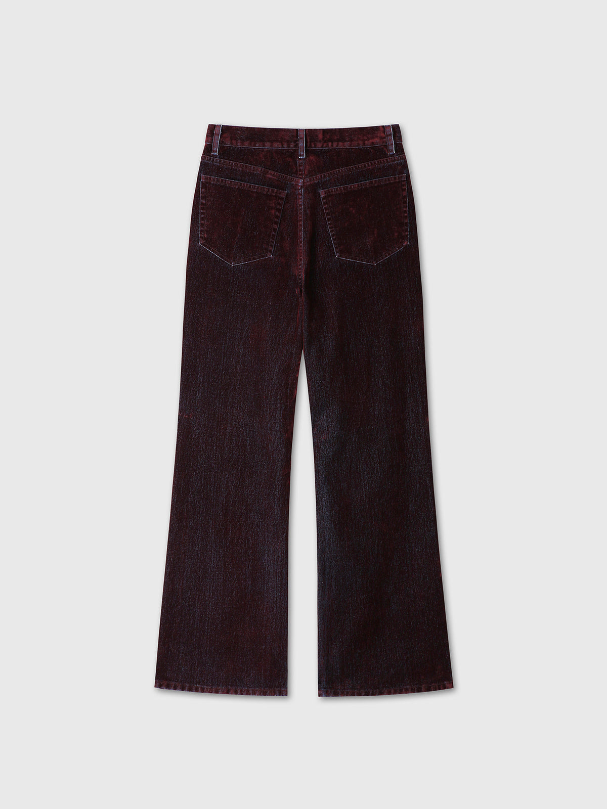 Tonywack - Flocked Denim Loose Flared Pants (Burgundy) product image 8 | TRAB K-Fashion Australia