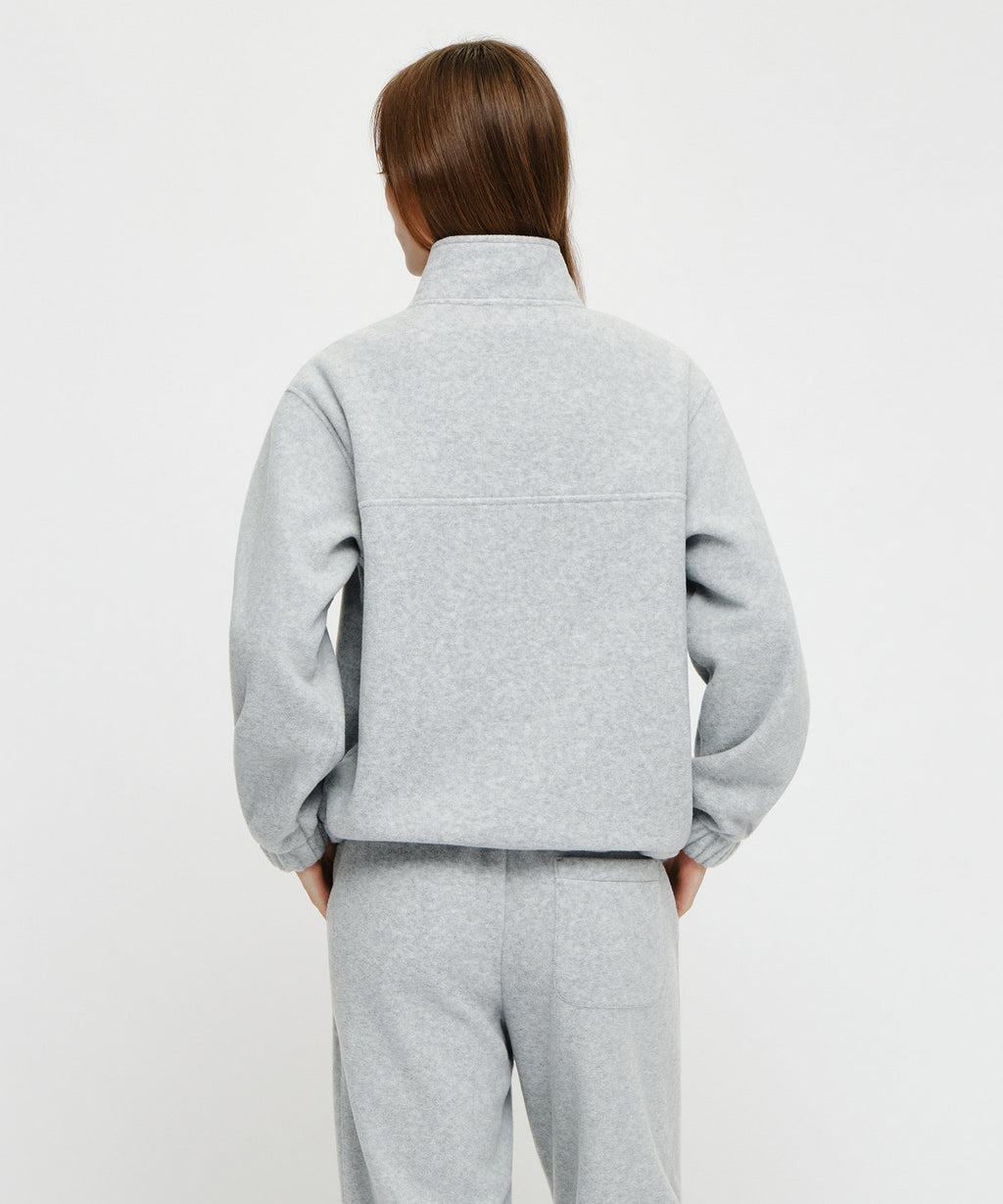 Marithe & Francois Girbaud - Small Classic Logo Fleece Anorak (Heather Gray) product image 3 | TRAB K-Fashion Australia