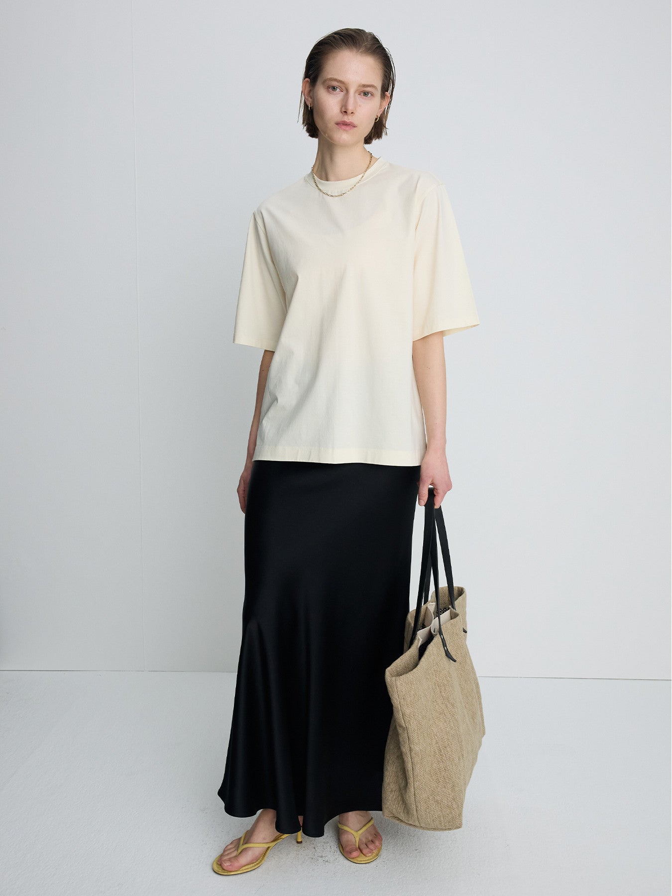 Tonywack - High-Density Relaxed Cotton T-Shirt (Pale Yellow) product image 2 | TRAB K-Fashion Australia
