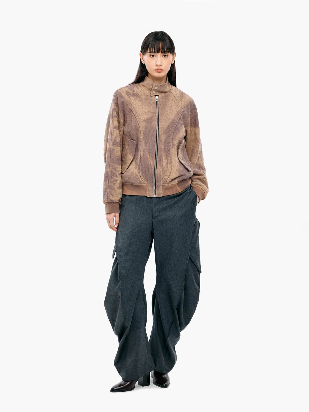 Jiyong Kim - Sun-Bleached High Neck Blouson (Brown) product image 4 | TRAB K-Fashion Australia
