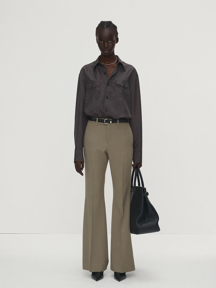 Tonywack - Silk Double Pocket Shirt (Olive Charcoal) product image 1 | TRAB K-Fashion Australia