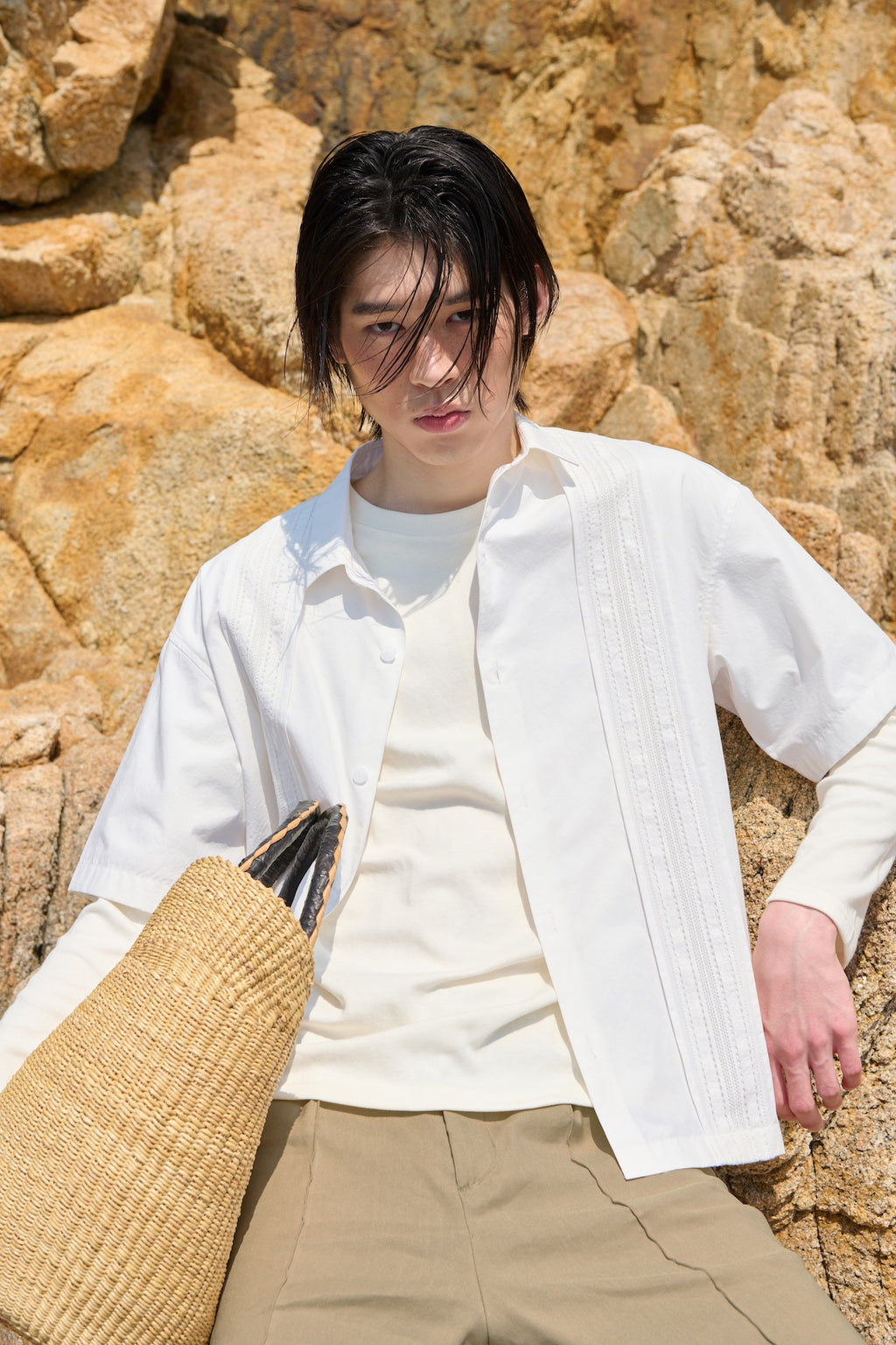 STU - Lace Panel Shirt (White) product image 5 | TRAB K-Fashion Australia
