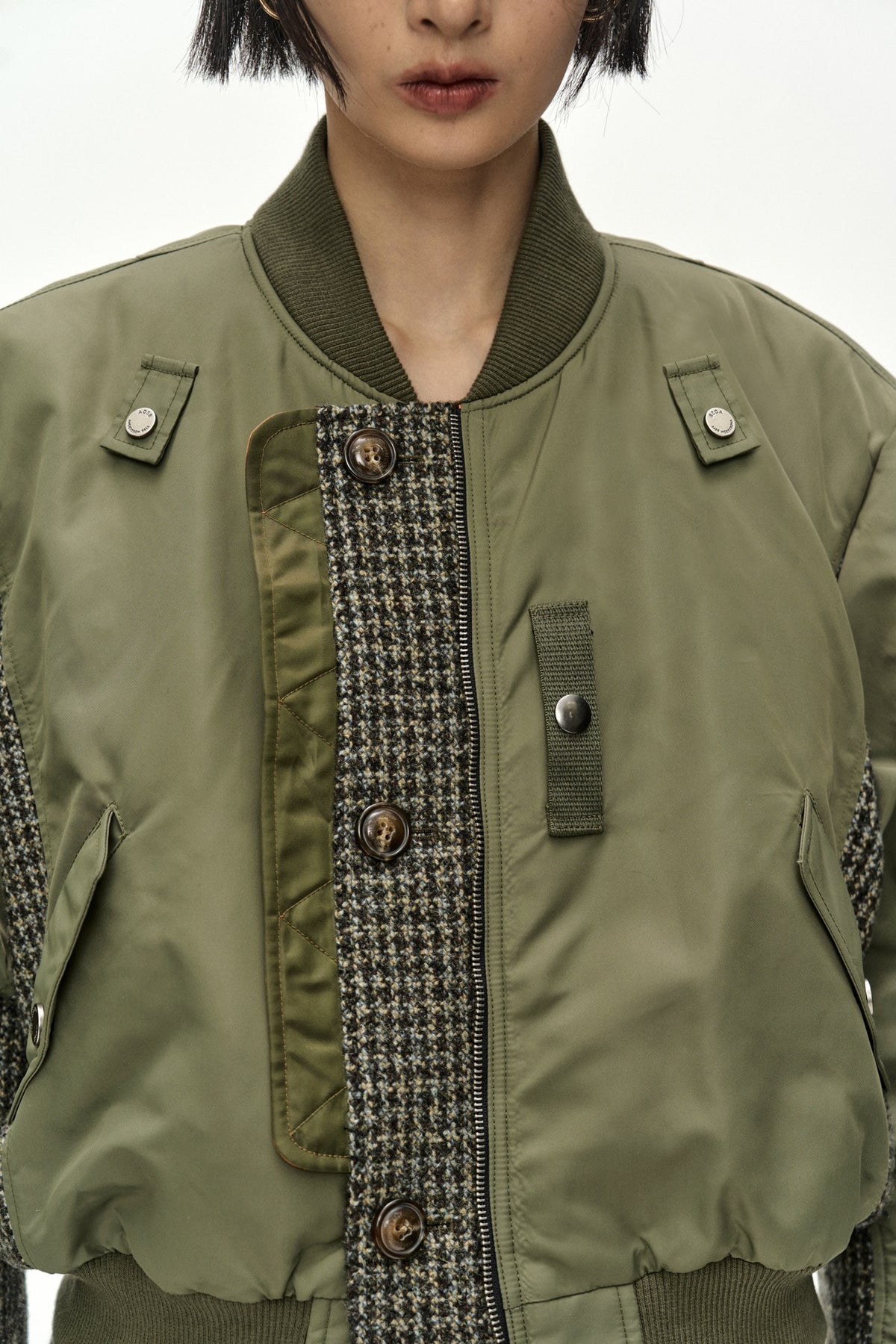 Andersson Bell - Unisex Deconstructed Layered Bomber Coat (Sage) product image 7 | TRAB K-Fashion Australia