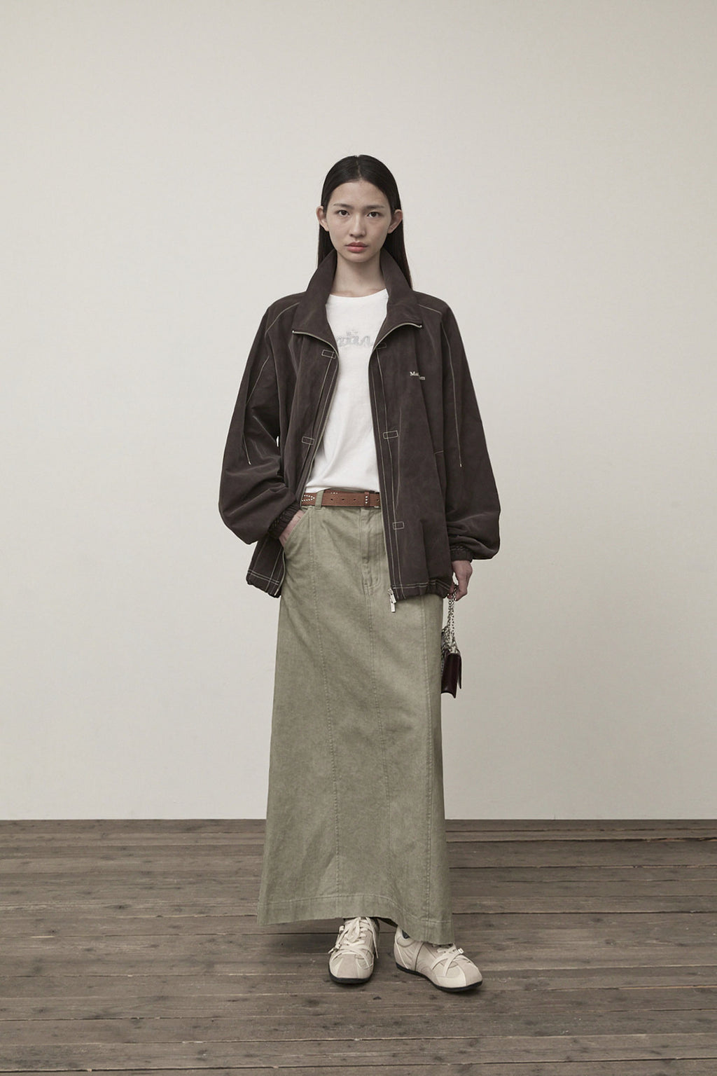 Matin Kim - Stitch Point High Neck Jumper (Brown) product image 9 | TRAB K-Fashion Australia