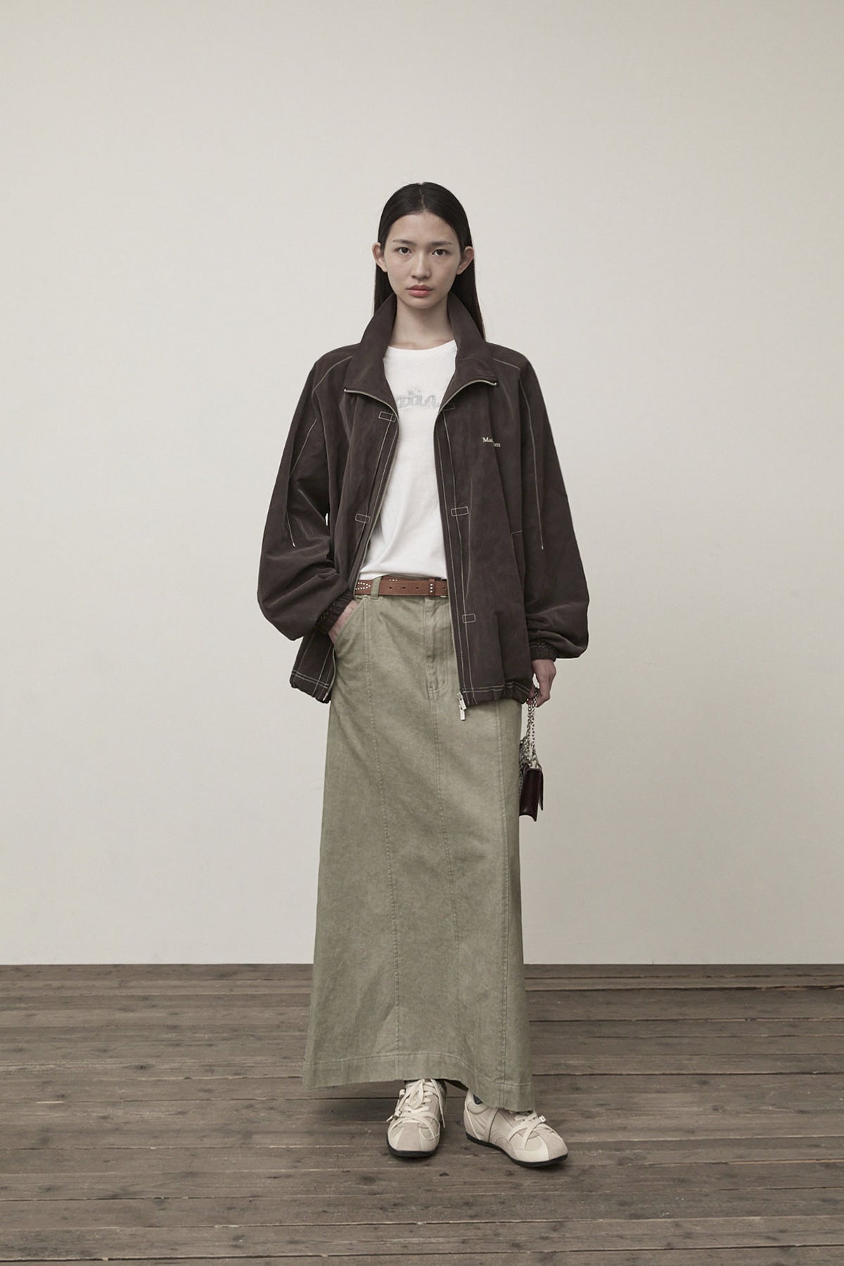 Matin Kim - Stitch Point High Neck Jumper (Brown) product image 9 | TRAB K-Fashion Australia