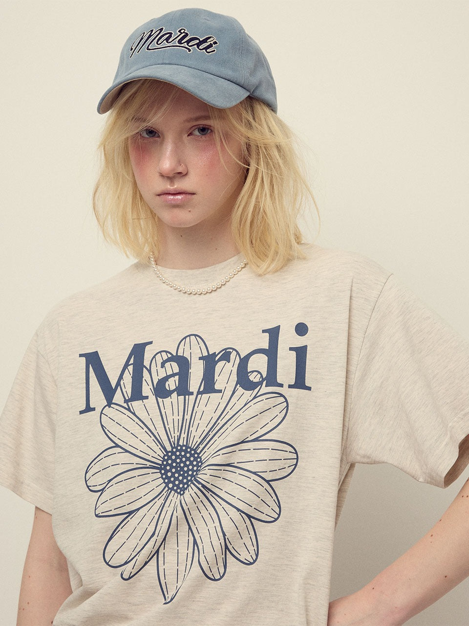 Mardi Mercredi - [Pre-Order – Ships June 19] Tshirt Flowermardi (Oatmeal Blue) product image 1 | TRAB K-Fashion Australia