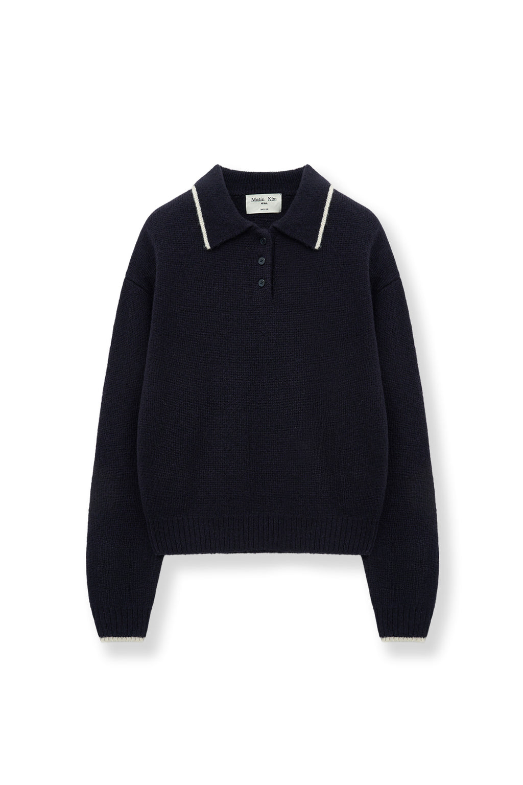 Matin Kim - Back Logo Collar Knit Top (Dark Navy) product image 2 | TRAB K-Fashion Australia