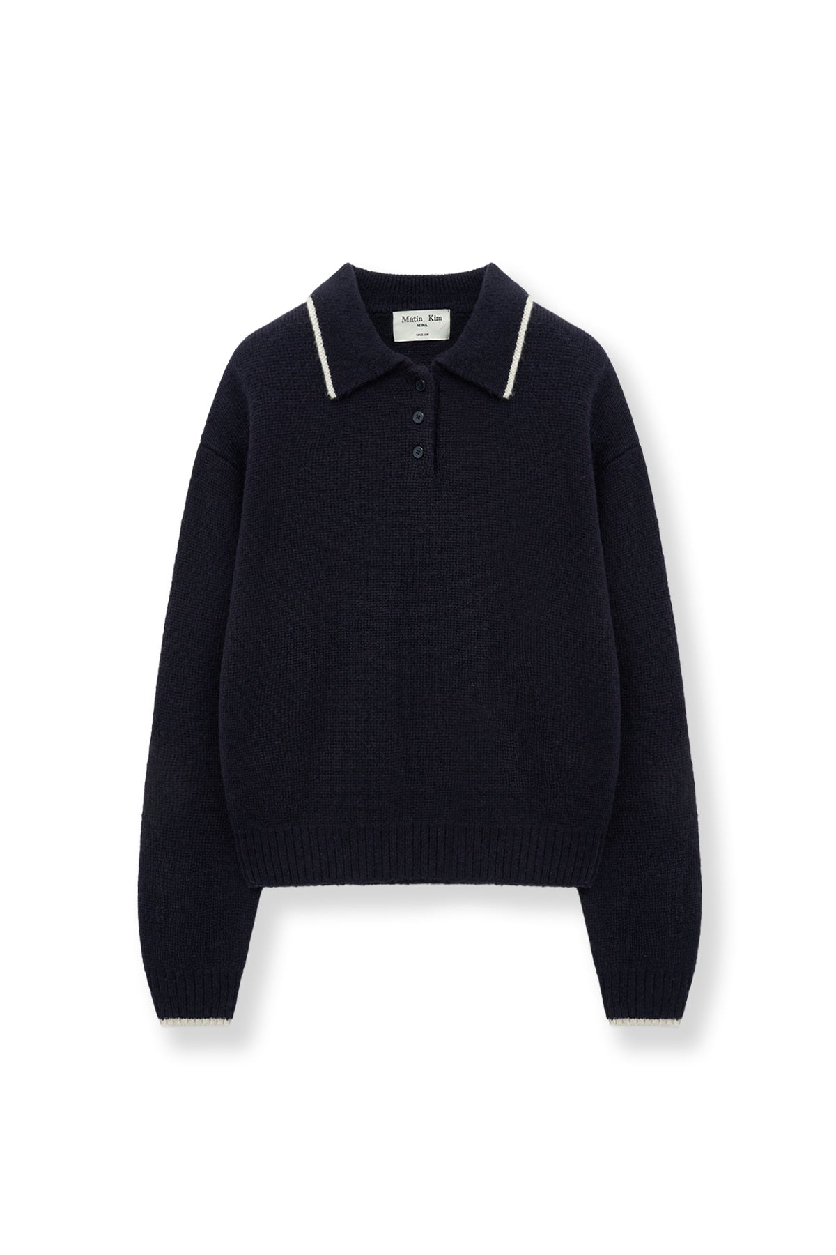 Matin Kim - Back Logo Collar Knit Top (Dark Navy) product image 2 | TRAB K-Fashion Australia