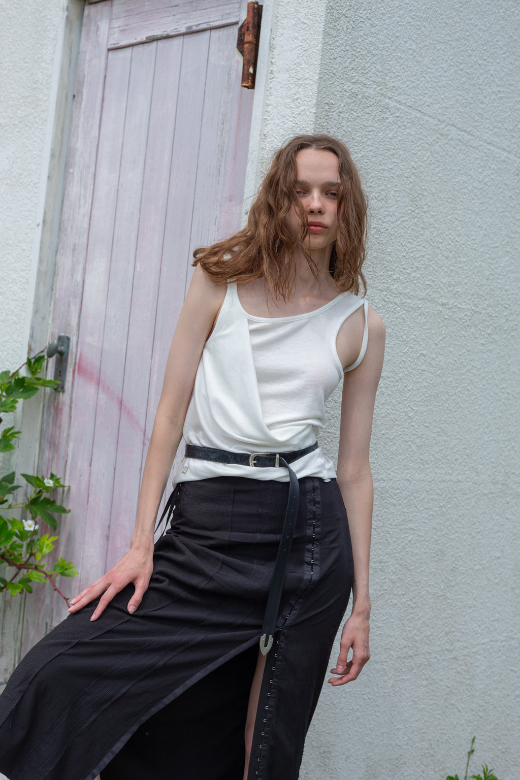 Matin Kim - Unbalance Tuck Sleeveless Top (White) product image 10 | TRAB K-Fashion Australia
