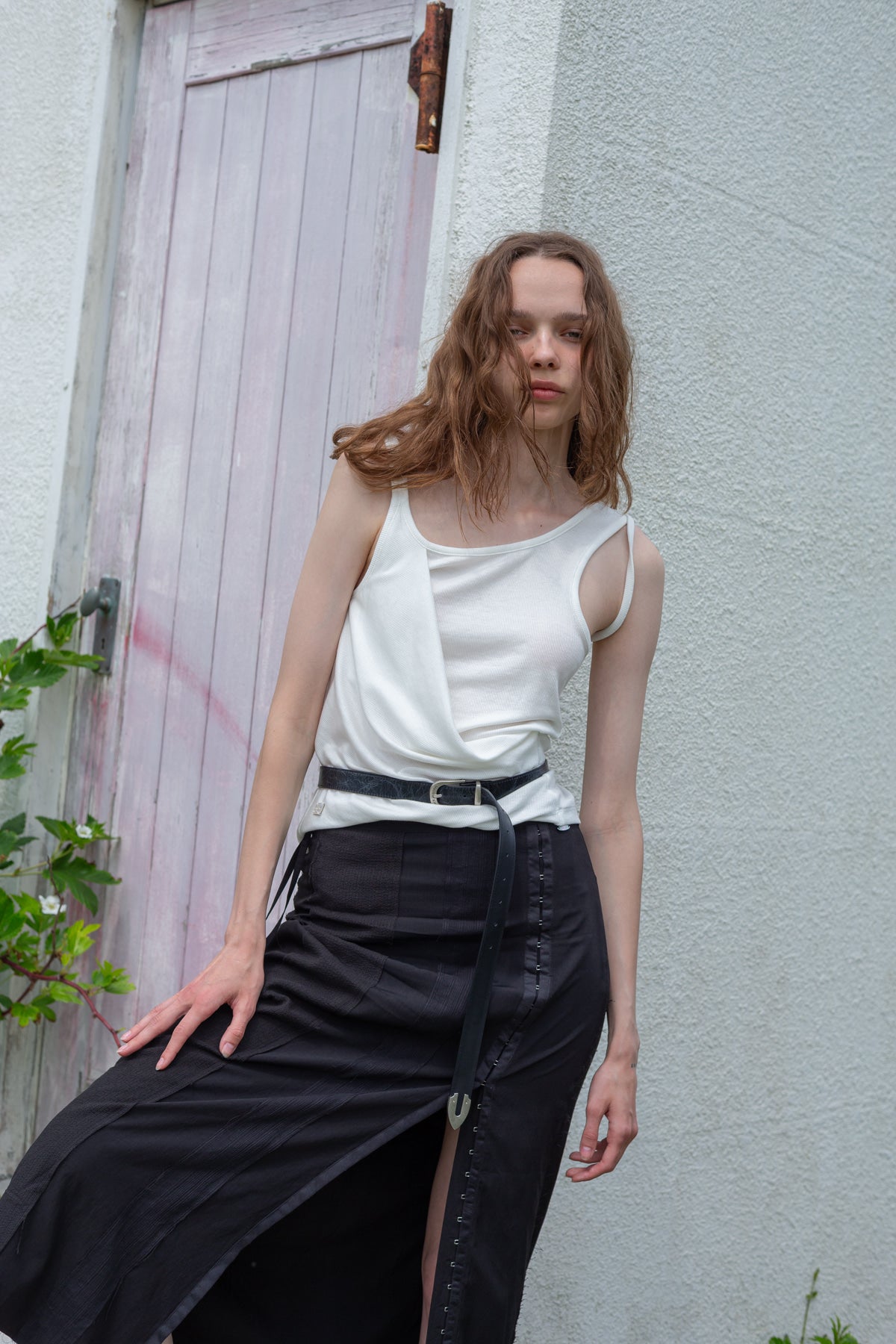 Matin Kim - Unbalance Tuck Sleeveless Top (White) product image 10 | TRAB K-Fashion Australia