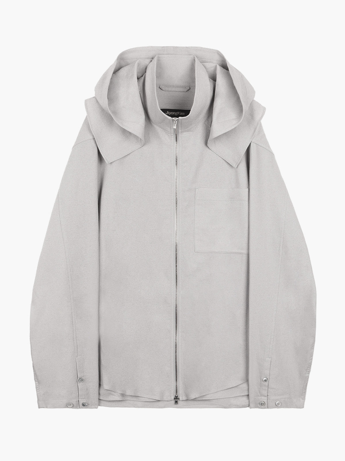 Jiyong Kim - Hooded Layered Zip-Up Shirt (Off-White) product image 8 | TRAB K-Fashion Australia