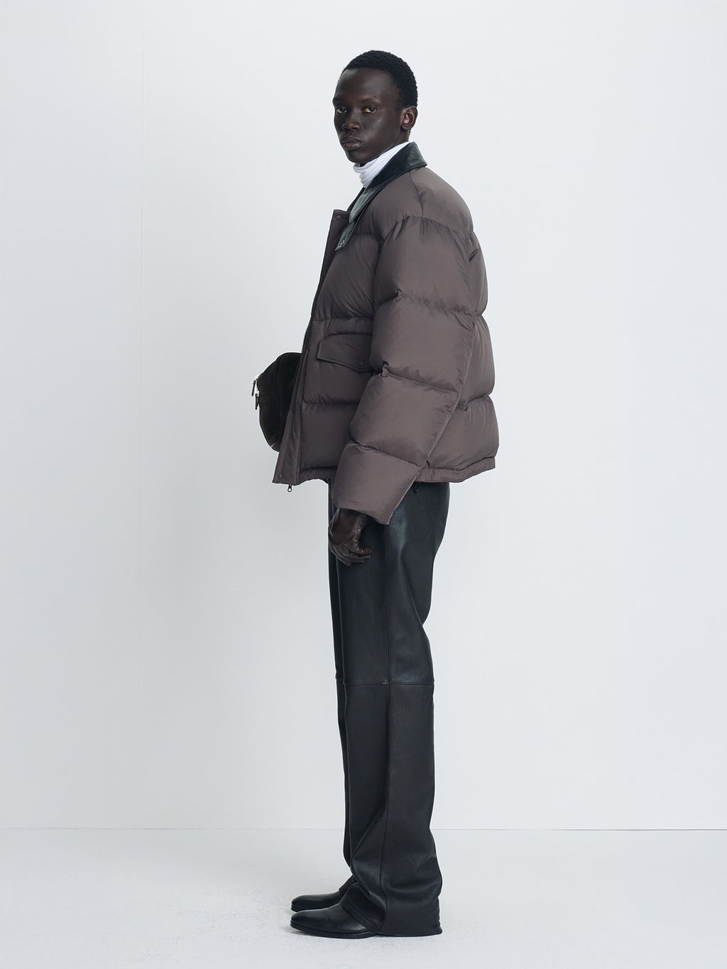 Tonywack - Leather Collar Down Puffer Blouson (Deep Brown) product image 2 | TRAB K-Fashion Australia