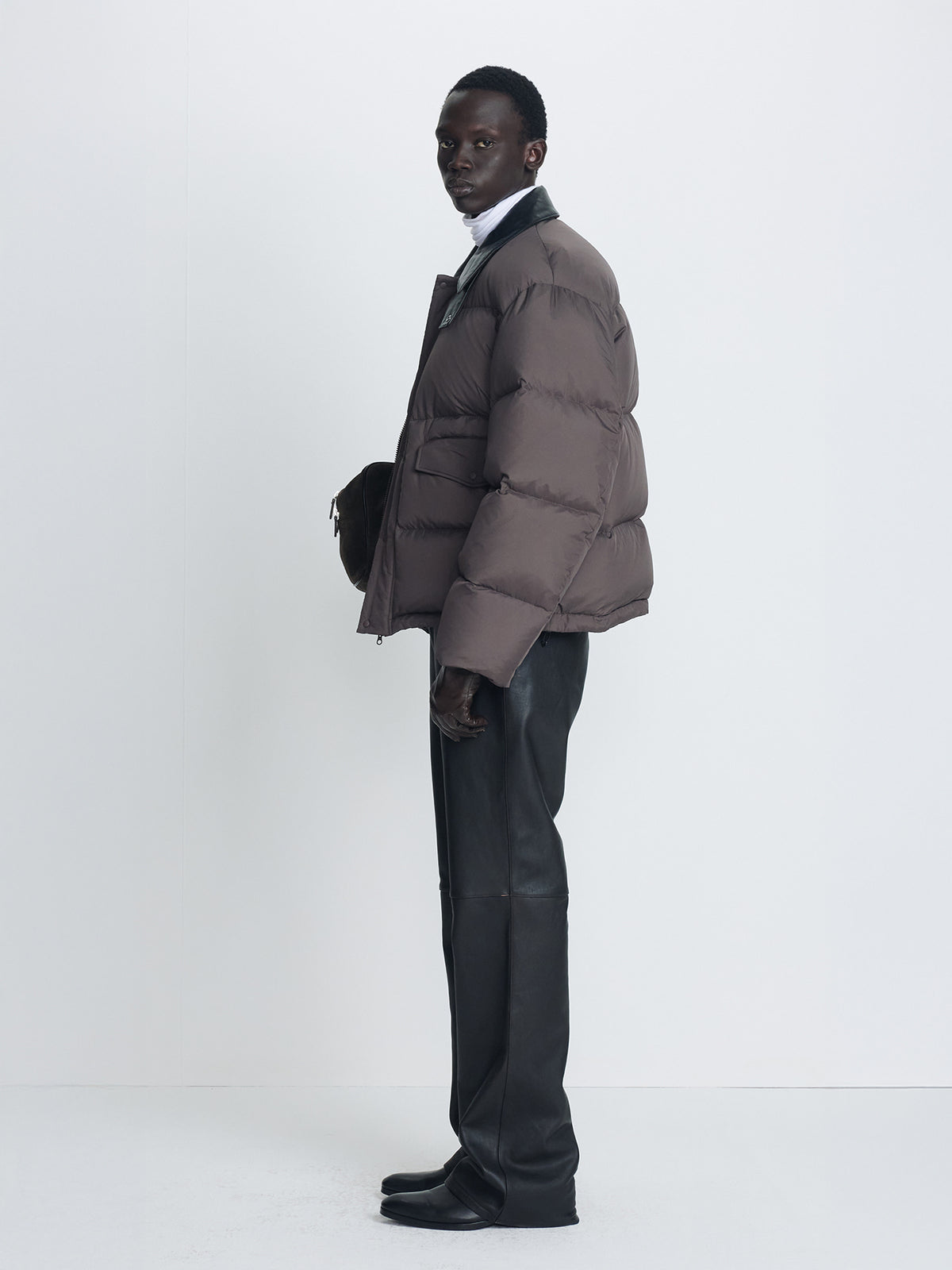 Tonywack - Leather Collar Down Puffer Blouson (Deep Brown) product image 2 | TRAB K-Fashion Australia