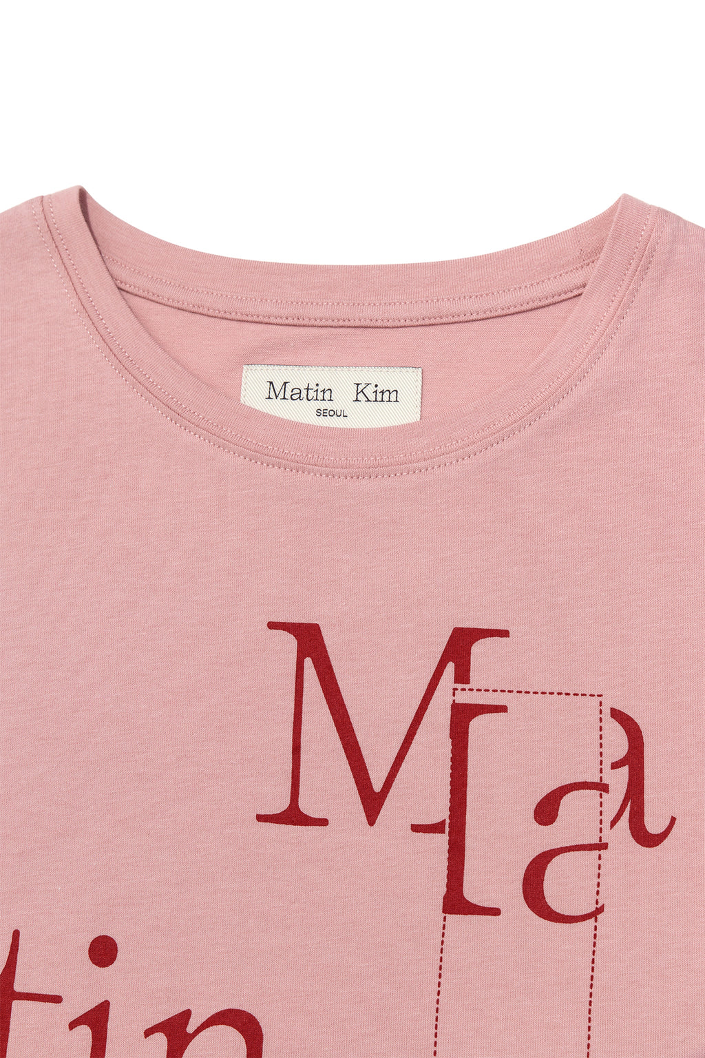 Matin Kim - Patchwork Graphic Printing Logo Top (Pink) product image 3 | TRAB K-Fashion Australia