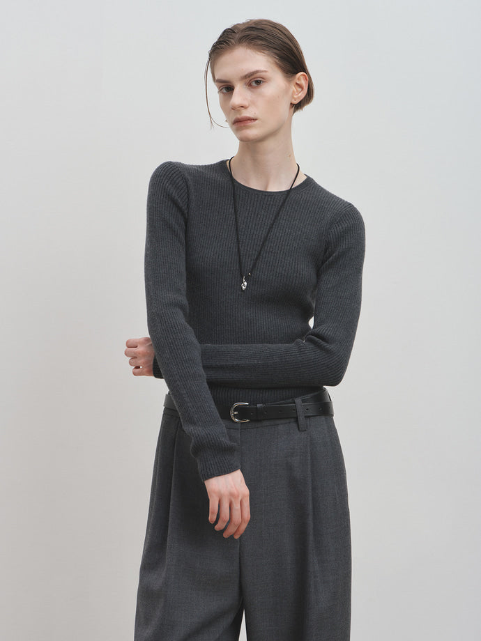 Tonywack - Super Fine Wool Ribbed Sweater (Charcoal) product image 2 | TRAB K-Fashion Australia