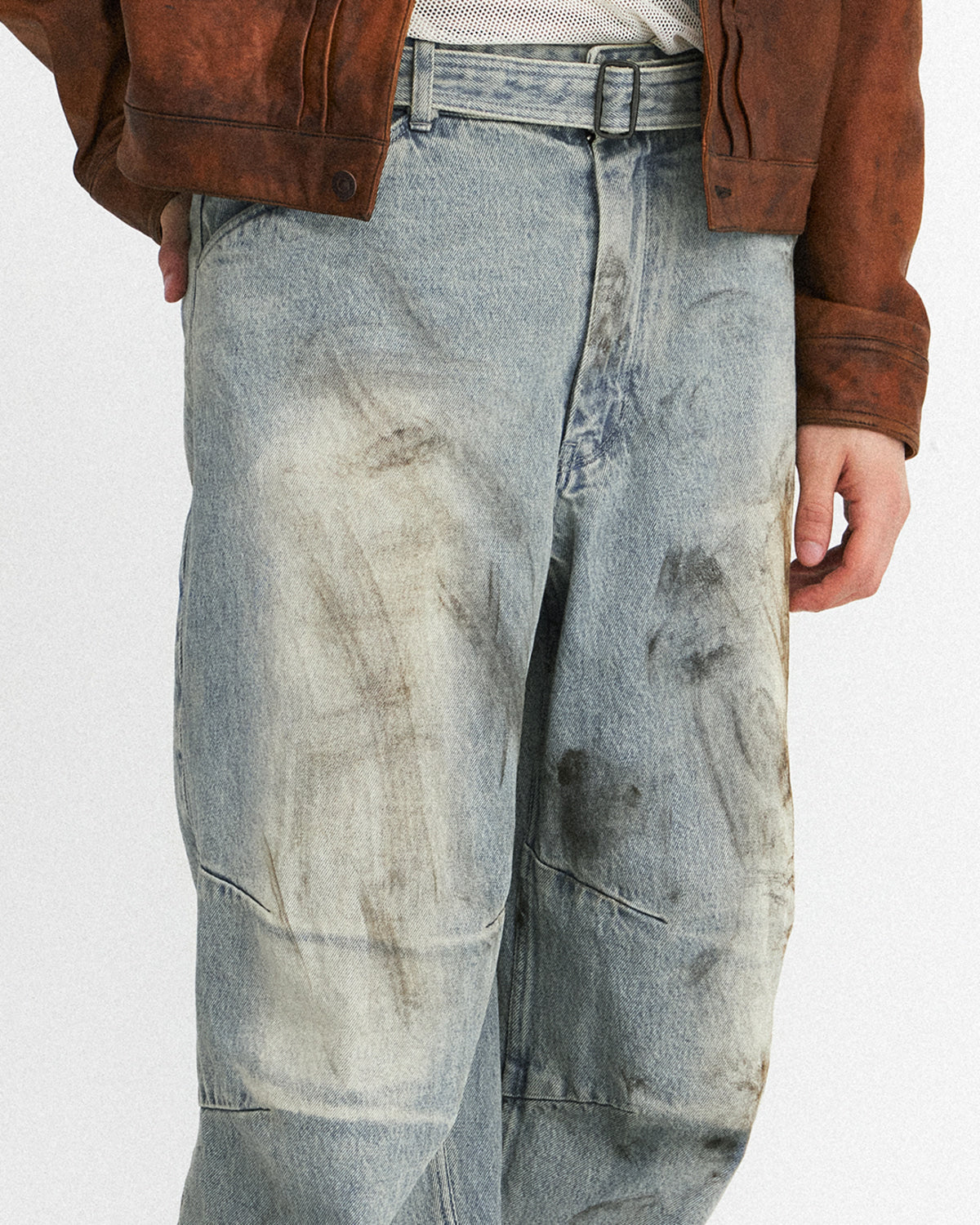 Eastlogue - Curve Knee Belted Pants (Dust Indigo) product image 7 | TRAB K-Fashion Australia