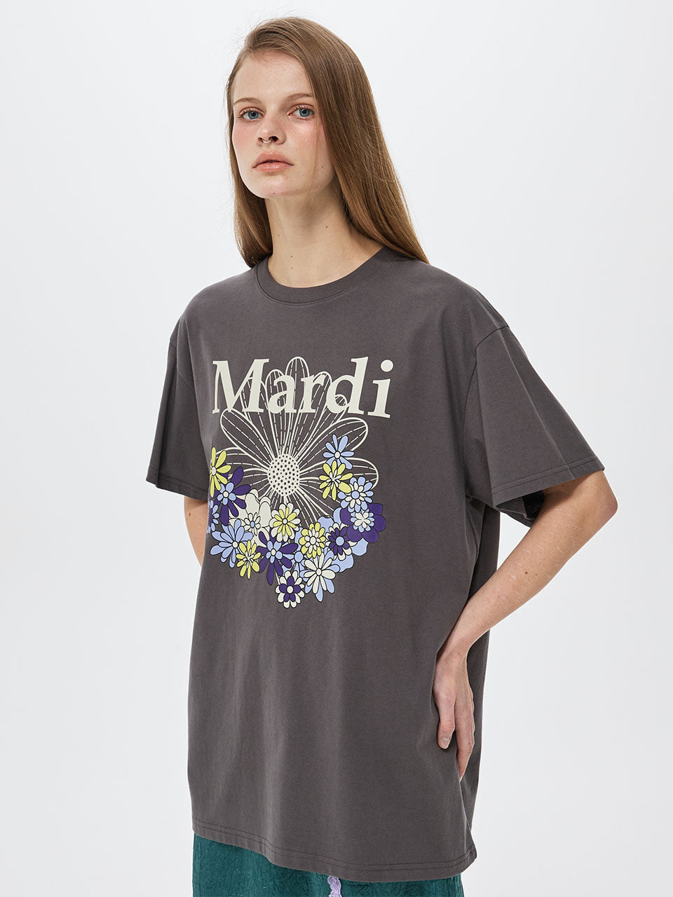 Mardi Mercredi - [Pre-Order – Ships August 14] Unisex Tshirt Flowermardi Jardin Vvd (Charcoal Ivory) product image 1 | TRAB K-Fashion Australia
