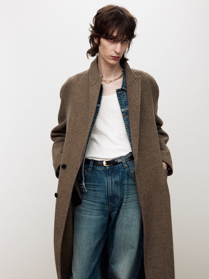 Tonywack - Hand-Made Wool And Camel Belted Coat (Melange Dark Camel) product image 5 | TRAB K-Fashion Australia