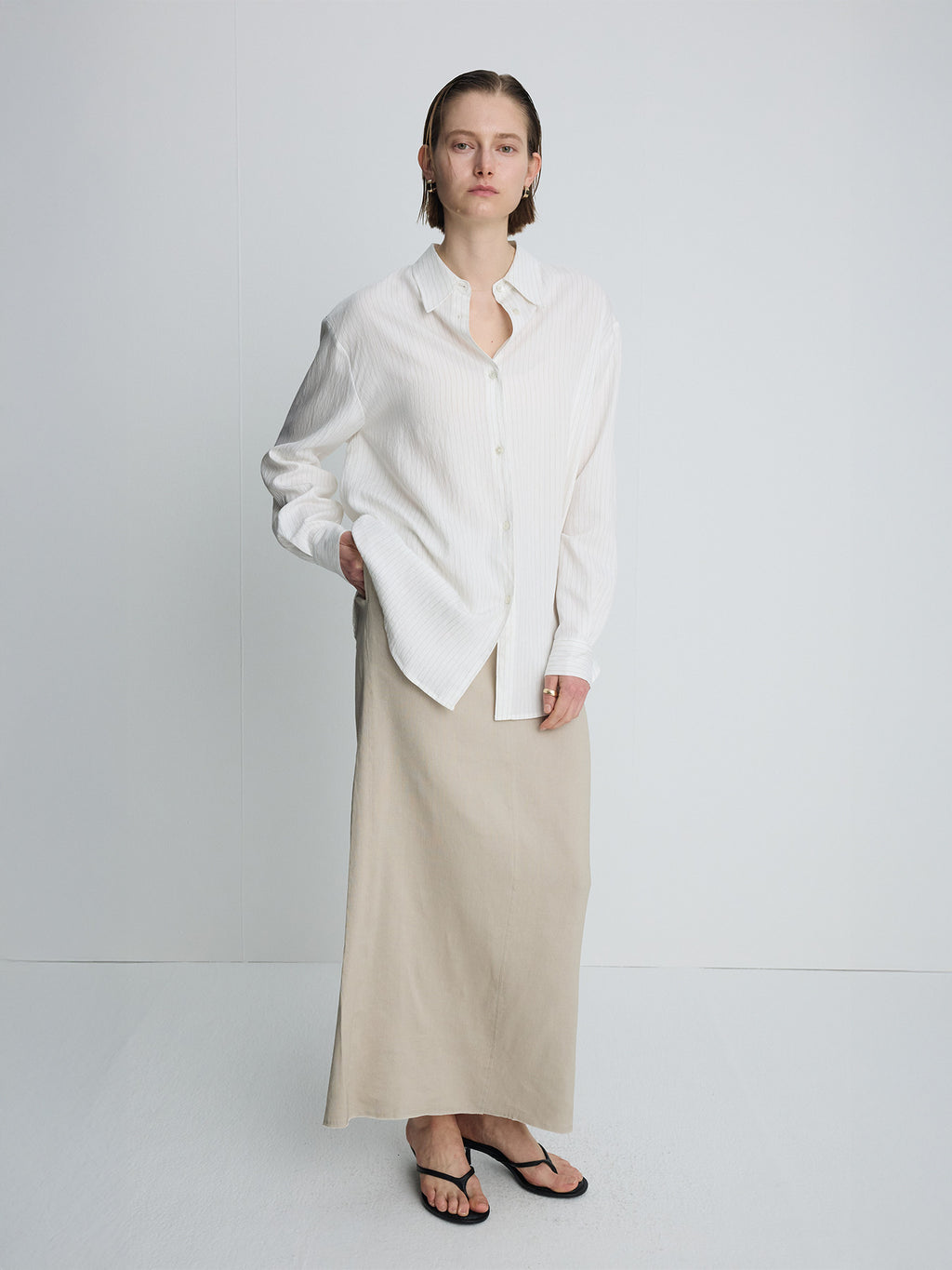 Tonywack - Airy Striped Over Shirt (Ivory) product image 6 | TRAB K-Fashion Australia