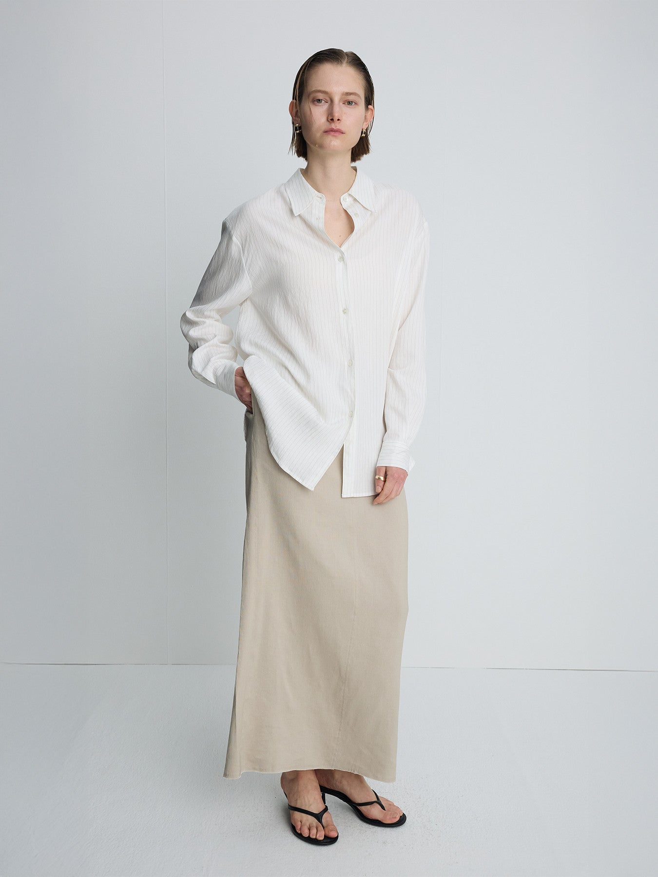Tonywack - Airy Striped Over Shirt (Ivory) product image 6 | TRAB K-Fashion Australia