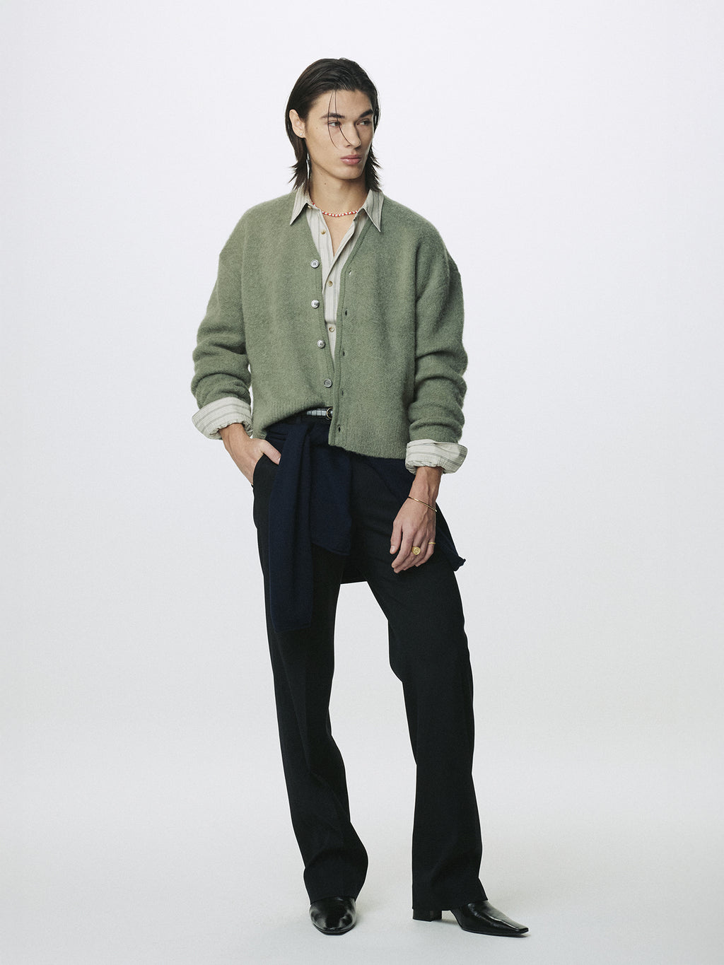 Tonywack - Brushed Alpaca-Blend Cardigan (Sage Green) product image 5 | TRAB K-Fashion Australia