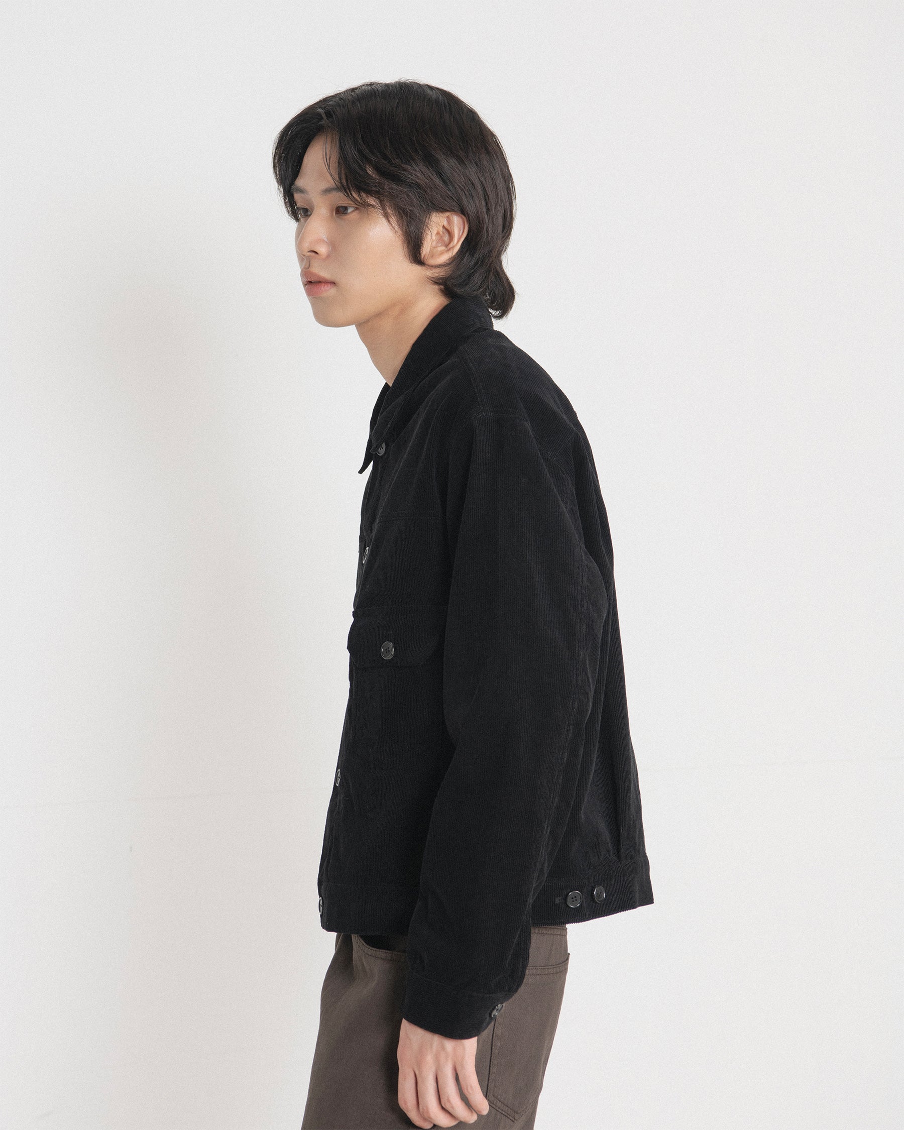 Brownyard - Washed Corduroy Trucker Jacket (Black) product image 2 | TRAB K-Fashion Australia