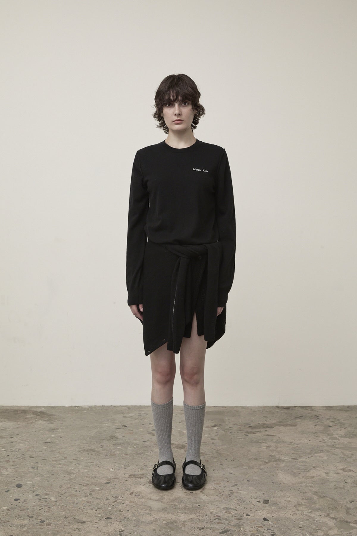 Matin Kim - Cashmere Blended Round Knit Pullover (Black) product image 15 | TRAB K-Fashion Australia