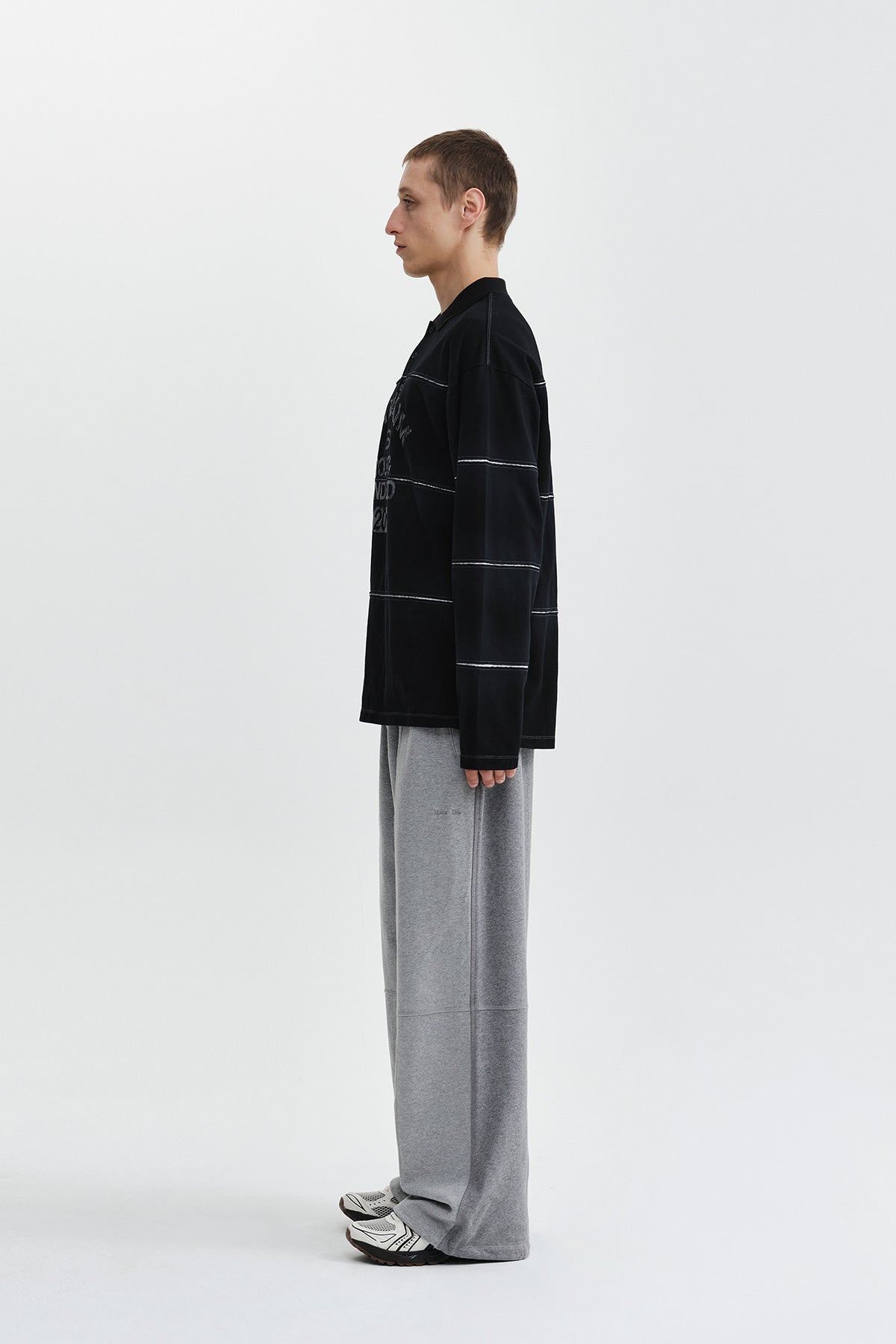 Matin Kim - Reveal Stripe Logo Collar Top (Black) product image 8 | TRAB K-Fashion Australia