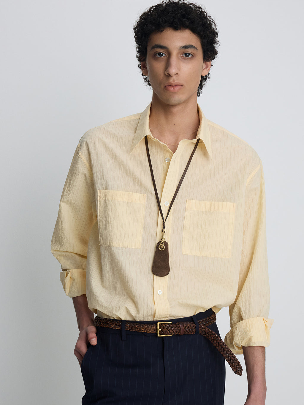 Tonywack - Pinstriped Cotton Blend Shirt (Pale Yellow) product image 6 | TRAB K-Fashion Australia