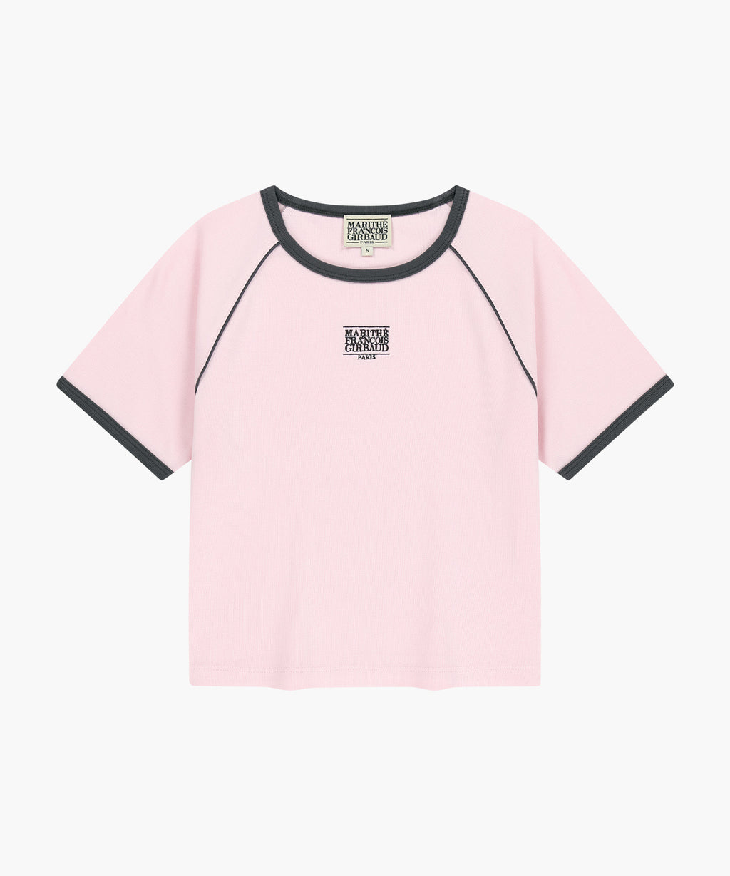 Marithe & Francois Girbaud - Aerocool Small Classic Logo Ringer Slim Crop Tee (Pink) product image 6 | TRAB K-Fashion Australia