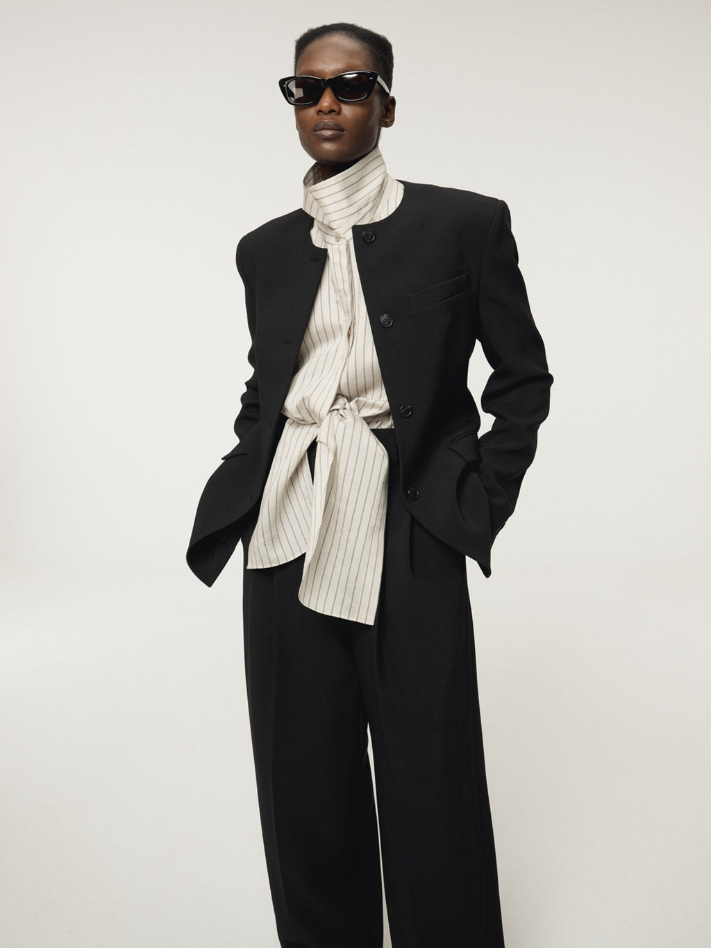 Recto - Double Layer Stripe Shirt (Pale Beige) product image 1 | TRAB K-Fashion Australia